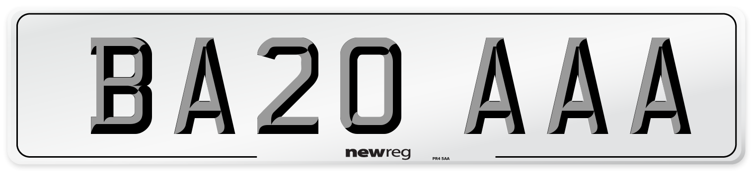 BA20 AAA Number Plate from New Reg